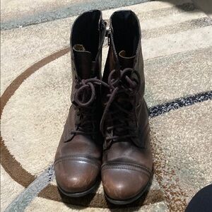 Women’s brown leather combat boots